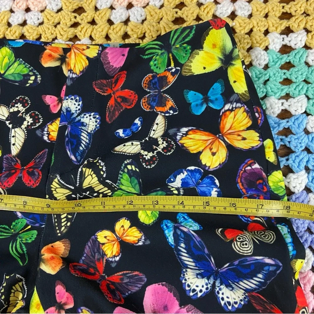 Alice + Olivia Teeny Rainbow Butterfly Print Flare Bell Bottom Pants Size 4 - Picture 14 of 16